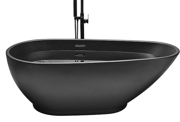 Freestanding Walnut Bathtub Modern Matt Black