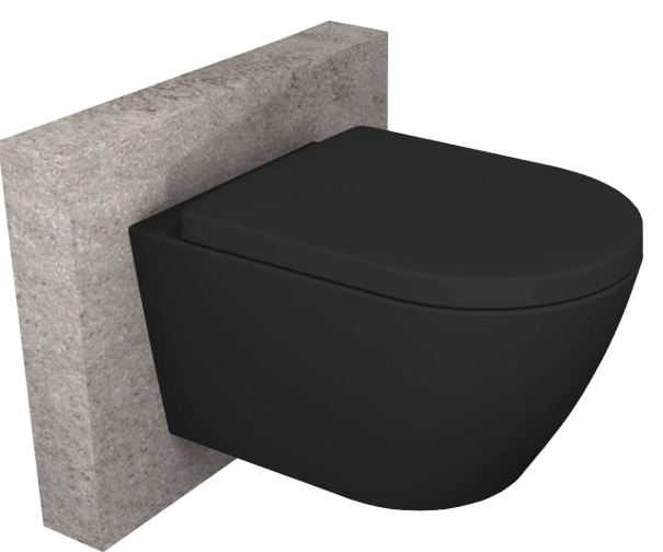 Wall-Mounted Toilet Set with Removable Lid, Soft-Close Mechanism, D-Shape Washdown Toilet, Soft-Close Seat Black
